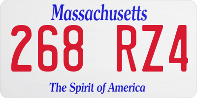 MA license plate 268RZ4