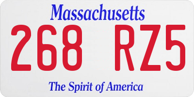 MA license plate 268RZ5