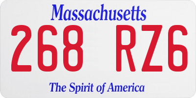 MA license plate 268RZ6
