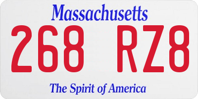 MA license plate 268RZ8
