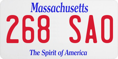 MA license plate 268SA0