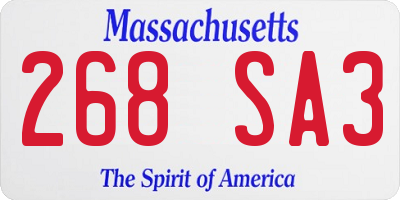 MA license plate 268SA3