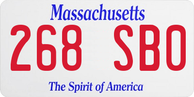 MA license plate 268SB0