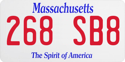 MA license plate 268SB8