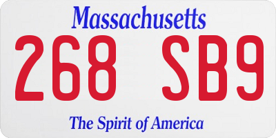 MA license plate 268SB9
