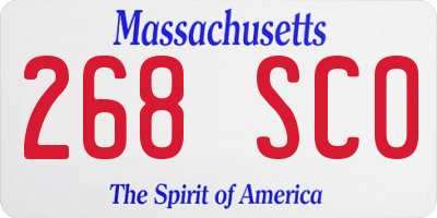 MA license plate 268SC0