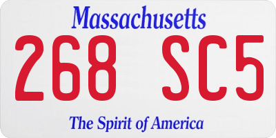 MA license plate 268SC5