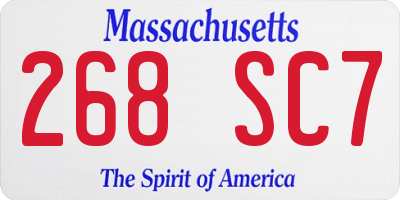 MA license plate 268SC7