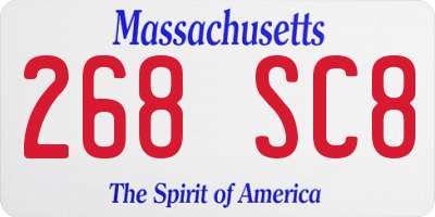 MA license plate 268SC8