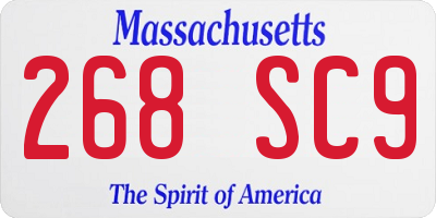 MA license plate 268SC9