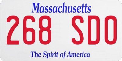 MA license plate 268SD0