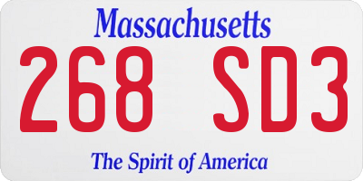 MA license plate 268SD3