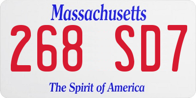 MA license plate 268SD7