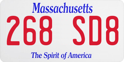 MA license plate 268SD8