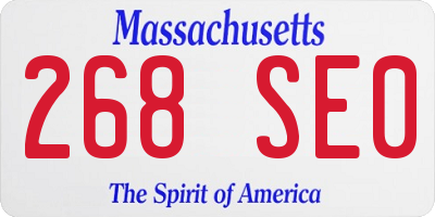 MA license plate 268SE0