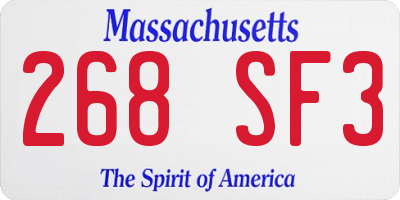 MA license plate 268SF3