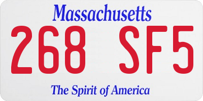 MA license plate 268SF5