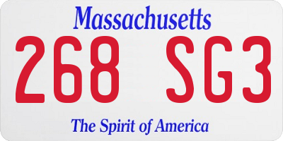 MA license plate 268SG3
