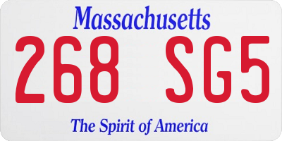 MA license plate 268SG5