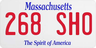 MA license plate 268SH0