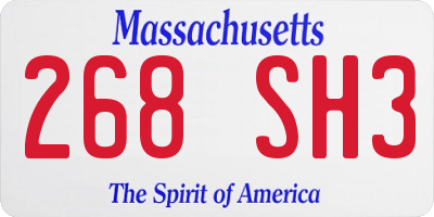 MA license plate 268SH3