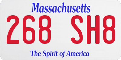 MA license plate 268SH8