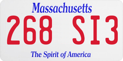 MA license plate 268SI3