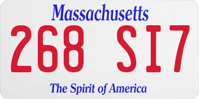MA license plate 268SI7