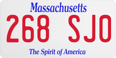 MA license plate 268SJ0
