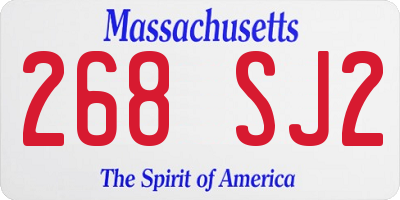 MA license plate 268SJ2