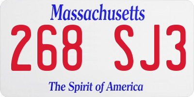 MA license plate 268SJ3