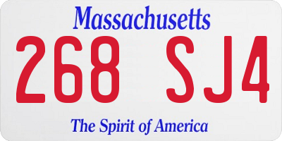 MA license plate 268SJ4