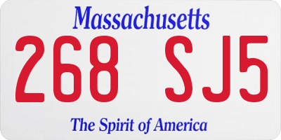 MA license plate 268SJ5