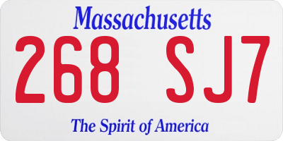 MA license plate 268SJ7