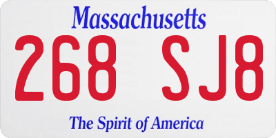 MA license plate 268SJ8
