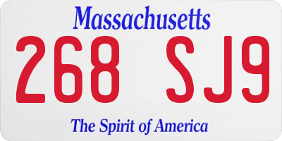 MA license plate 268SJ9