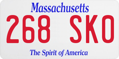 MA license plate 268SK0