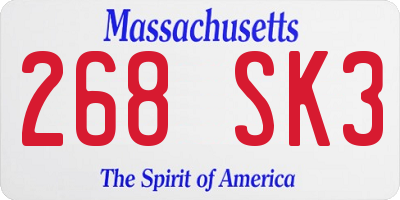 MA license plate 268SK3