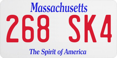 MA license plate 268SK4