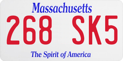MA license plate 268SK5