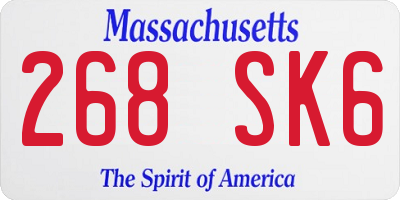 MA license plate 268SK6