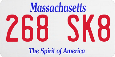 MA license plate 268SK8