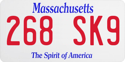 MA license plate 268SK9