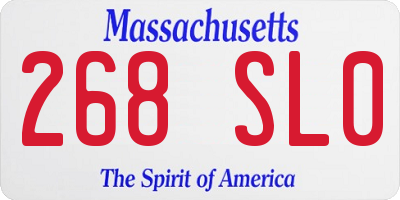 MA license plate 268SL0
