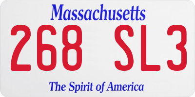 MA license plate 268SL3