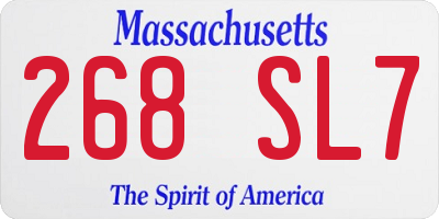 MA license plate 268SL7