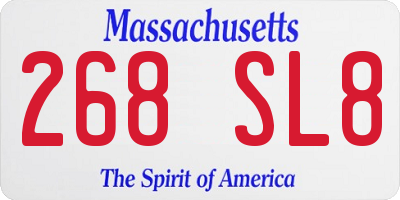 MA license plate 268SL8