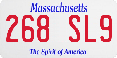 MA license plate 268SL9