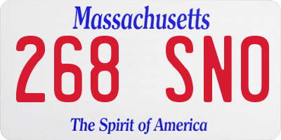 MA license plate 268SN0