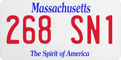 MA license plate 268SN1
